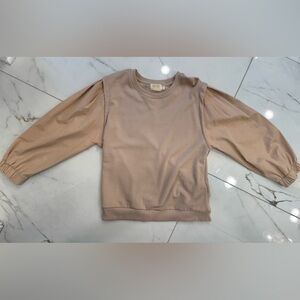 Nation LTD Blush Nude Puff-Sleeve Crewneck Sweatshirt